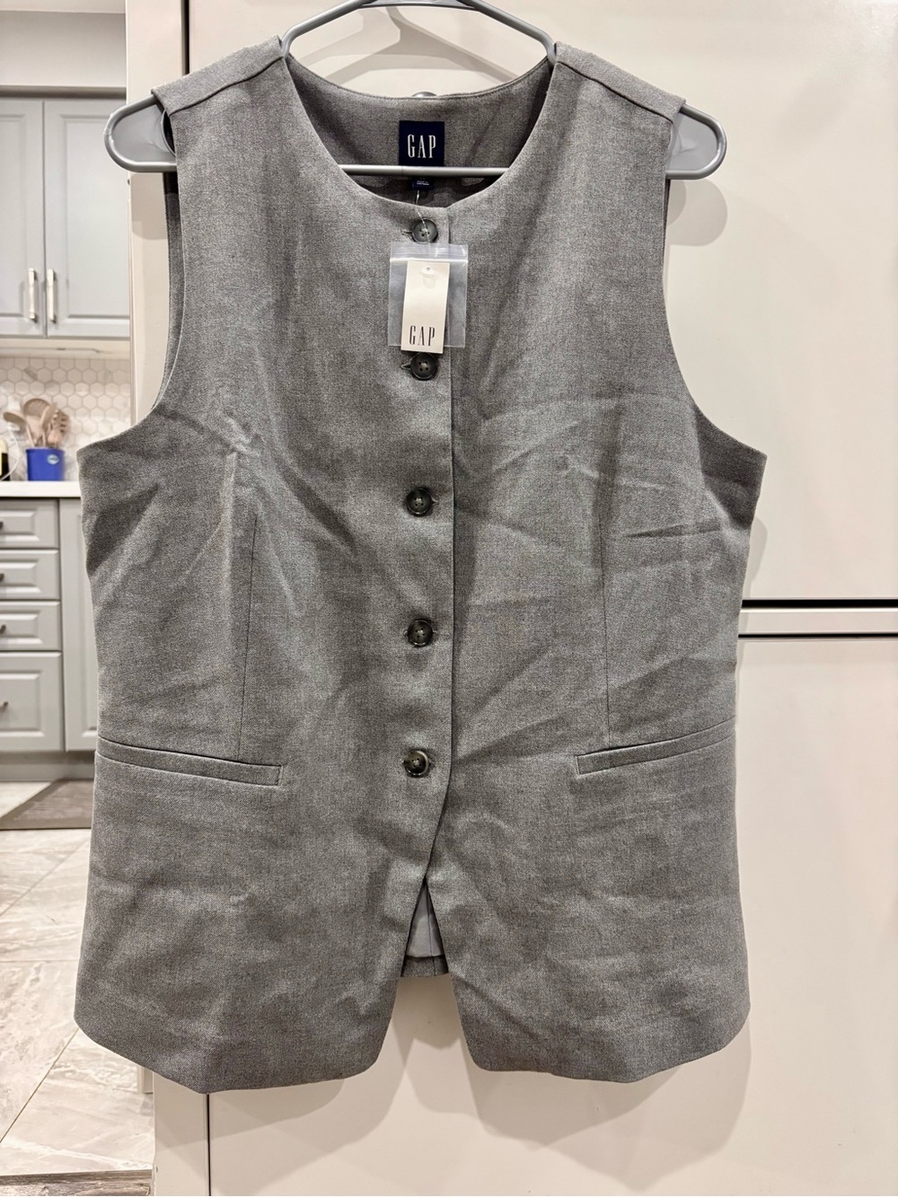 GAP Gray Button-Front Sleeveless Vest